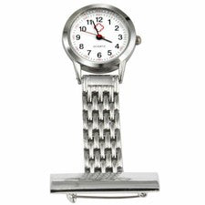 Reloj de enfermera de acero inoxidable broche túnica llavero relojes