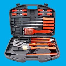 Juego de herramientas para parrilla de barbacoa de 17 piezas y estuche de almacenamiento rígido utensilio para barbacoa 