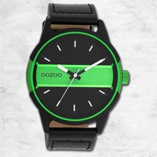 Oozoo reloj de pulsera para hombres Timepieces analógico cuero negro UOC11234