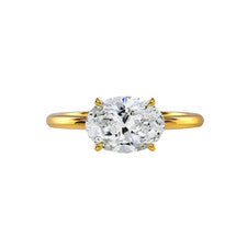Anillo de compromiso de diamantes de laboratorio de oro cultivado 14K amarill...