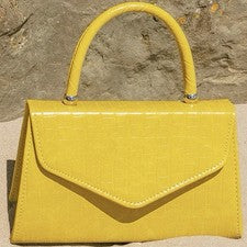 BOLSO DE AGARRE PARA MUJER ESTAMPADO COCODRILO AMARILLO con Cadena