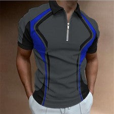Polo Camiseta Hombre Crema Cuello Gris Azul Contraste Moda Golf Deporte Tee