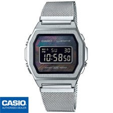 CASIO A1000M-1BEF⎪A1000M-1B⎪Original⎪VINTAGE ICONIC⎪Plata⎪SILVER⎪MILANAISE BAND