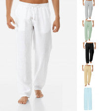 Pantalones sueltos informales de algodón y lino de moda simples de color liso de moda para hombre