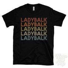 CAMISETA LADYBALK ESTILO RETRO REPETIDO para hombre y mujer Reino Unido top name regalo