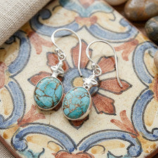 Pendientes nuevos colgantes de plata 925 turquesa cobre azul genuino día de la amistad