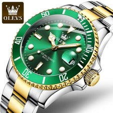 OLEVS Diseño Caballeros Hombre Reloj Pulsera Tendencia Luminoso Acero Cuarzo Impermeable 5885GN