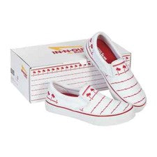 Zapatos sin cordones In-N-Out Burger blancos copa bebida NUEVOS tallas 9, 10 y 11