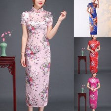 Vestido largo femenino estilo chino Qipao corte estrecho y largo