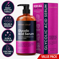 Suero facial 15 % ácido glicólico y láctico para la renovación de la piel, cuidado antienvejecimiento, 8 oz