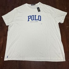 Nueva Camiseta Polo Ralph Lauren Hombres 4XB Blanca Gráfico Logo Algodón Manga Corta Camiseta