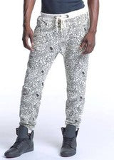 Nuevo Pantalones Joggers Azul Real Crema Calce Ajustado Estampado Fresco Estilo Jean Sarga Cónica