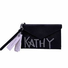 REBECCA MINKOFF Leo Cuero Negro Sobre Muñequera Cartera Bolso sin asas “Kathy” Nuevo con etiquetas