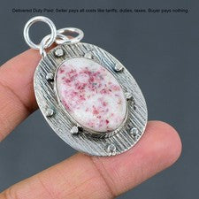 Bisel de piedras preciosas ovaladas de cinabarita de plata de ley 925 madre boho colgante joyería