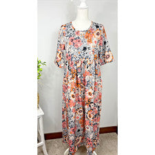 Vestido de verano para mujer con mangas largo rosa floral talla pequeña solo a la moda nuevo con etiquetas
