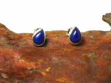 Pendientes de tachuelas de plata esterlina 925 de piedra preciosa de lapislázuli en forma de lágrima azul