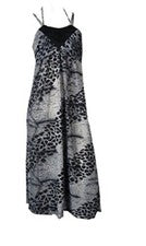Maxi vestido de vacaciones de verano gris y negro con múltiples tiras con cuello halter para dama