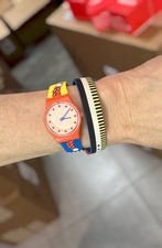 Nuevo Swiss Swatch Mujer JOLIES COUETTES Doble Envolvente 25MM Multicolor Naranja