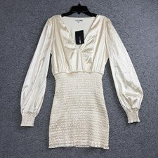 Moda Nova In Charge Mini Vestido de Satén para Mujer Pequeño Blanco Ajustado al Cuerpo