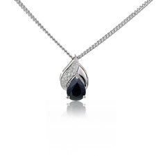 Collar de zafiro natural de plata de ley azul pequeño diamante hecho a mano regalo