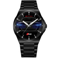 Orologio da Polso Nero in Acciaio Fan Art Audi Sport Matrix S line RS Frontale