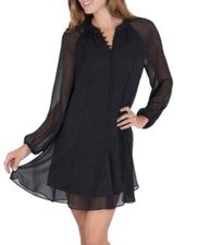 Vestido Joie Edición Limitada Para Mujer Manga Globo Negro Caviar Talla XS NUEVO CON ETIQUETAS