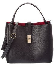 Bolso italiano de cuero Kira con asa superior para mujer negro