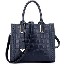 Bolsos de mano elegantes bandolera de cuero de vaca con patrón de cocodrilo para mujer
