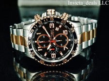 Reloj Invicta para hombre 45 mm PILOT especial cronógrafo esfera negra oro rosa 2 tonos SS