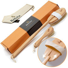 Set de cepillos corporales cerdas naturales exfoliante facial y guantes de bano