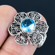 Anillo de joyería de plata esterlina 925 hecho a mano con piedras preciosas d...