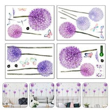 4 hojas de calcomanías de pared de mariposas de hierba con flores arte decoración del hogar