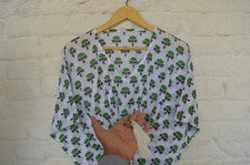 Vestido corto caftán estampado a mano botín 100 % algodón 100 % sin tarifas✅0 % carga sk-47@