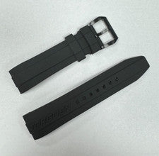 Nueva correa de reloj TORGOEN 24 mm silicona/caucho negra con hebilla negra