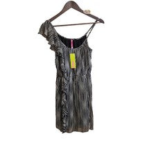 Moda Espía Para Mujer Mini Vestido Talla SM Negro Volantes Correa Nuevo con Etiquetas Sin Mangas