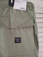 Pantalones de paracaídas estilo carpintero verde oliva para hombre de AERO talla 2XL nuevos con etiquetas