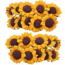 100 Piezas Papel Girasol Simulación Flor Hágalo Usted Mismo Girasol Decoración para Hogar Boda