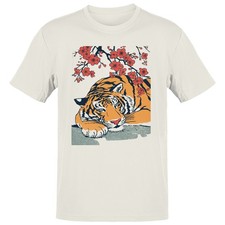Camiseta para hombre Resting Tiger Cherry Blossoms