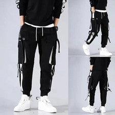 Pantalones cargo de moda para hombre Streetwear con bolsillos funcionales en colores lisos