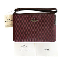 COACH Legacy Oxblood Jacquard Esquina Cremallera Muñequera F13311 Nuevo con Etiquetas Correa Cartera Bolso