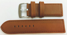 26mm Echt Leder Uhren Armband Nappa braun mit Naht Stahlschliesse gute Qualität