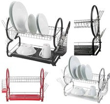 Escurridor de platos para cocina con bandeja de goteo elegantes utensilios de acabado satinado