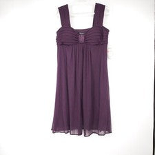 NUEVO CON ETIQUETAS $118 S.L. Vestido de mujer Fashions talla 10 busto acanalado cintura imperio berenjena