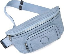 Mujer Moda Bandolera Bolso Cinturón Cuero Vegano Cintura Celeste Correa Ajustable