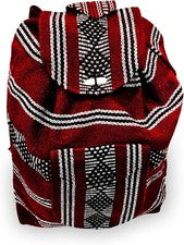 Mochila mexicana hecha a mano, bolsa de día, bolsa de viaje, utilitaria, roja, blanca, semigrande
