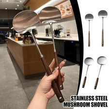 Espátula de cocina con mango de madera de nogal utensilio de cocina de acero inoxidable