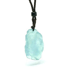 Collar Colgante Aguamarina Cristal Formado Crudo Genuino Étnico Piedras Preciosas Joyería
