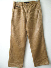 Pantalones de PVC marrón Whittal & Shon para hombre talla 4 pierna ancha cierre de cremallera nuevos con etiquetas