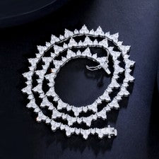 Collar de corcho de eslabones de cadena triángulo circonita cúbica blanca joyería de cóctel fiesta