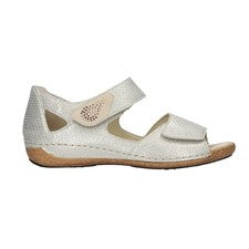 Sandalias Waldlaufer Helet 342H80 Orthotritt de cuero dorado para dama de ajuste ancho